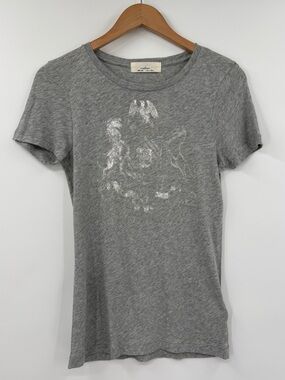 ✦NWT J.Crew Silver Foil Crest Graphic Tee | Gray | Medium